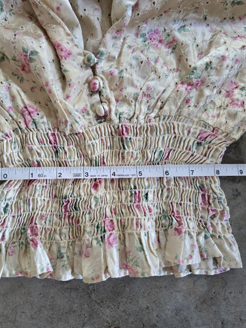 Vintage 60s 70s Does 30s Floral Top And Ultra Wide Leg Pant Suit Set XS S - Picture 9 of 16